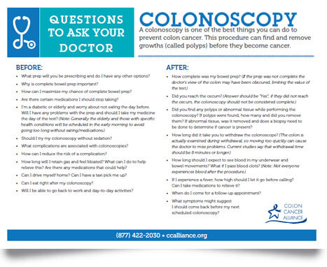 questions to ask your doctor about colonoscopy